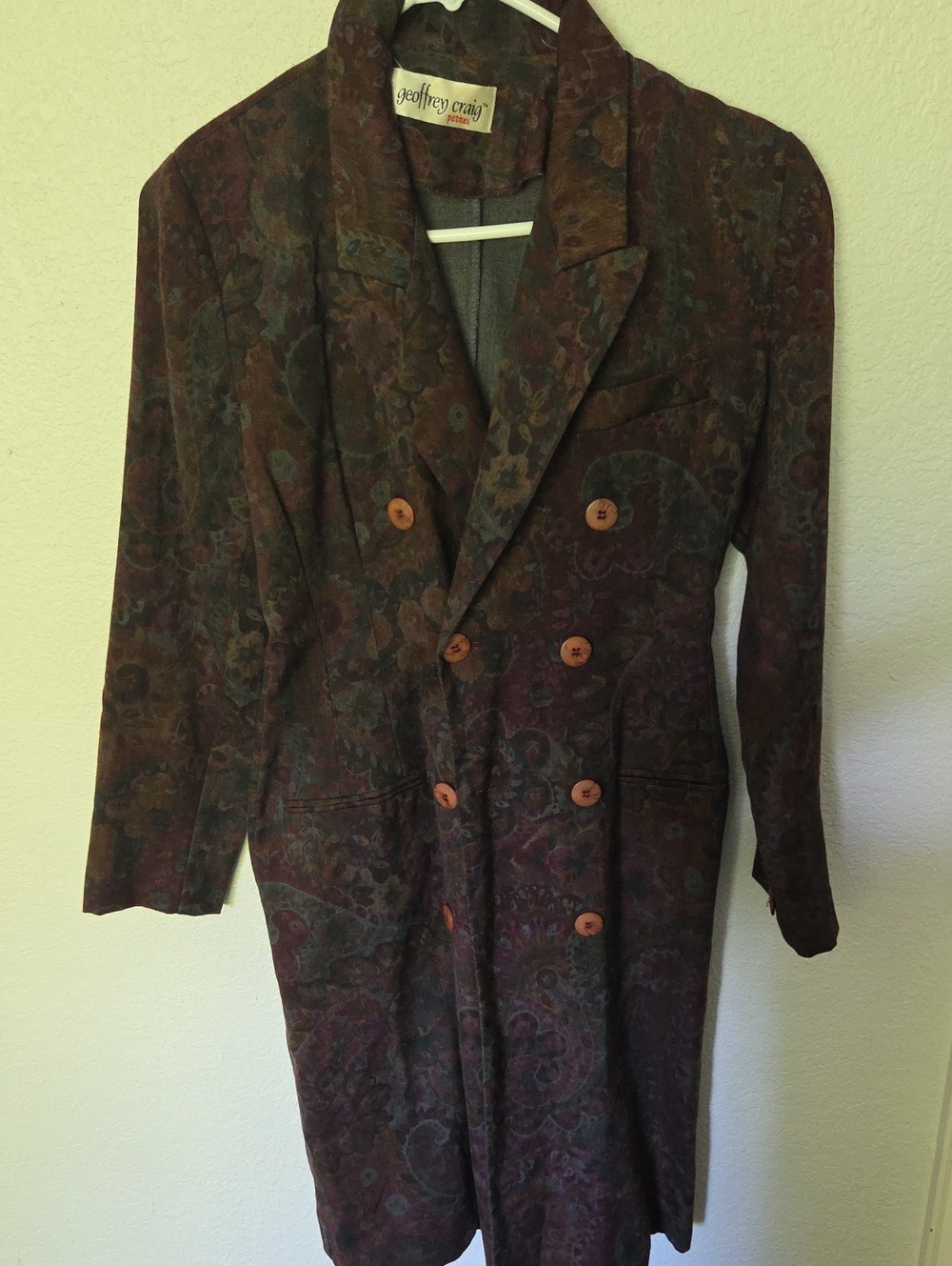 Women's Paisley Long Coat in Deep Burgundy